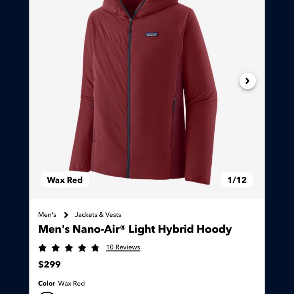 Patagonia Men's Nano-Air Light Hybrid Hoody size large XXL